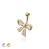 316L SURGICAL STEEL MULTI CZ RIBBON NON DANGLE BELLY BUTTON NAVEL RING 